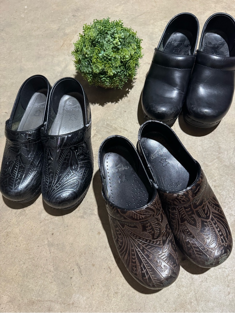 Dansko Professional Clogs Lot Bundle of 3‎ Size 36 US 6 Tooled Leather Western